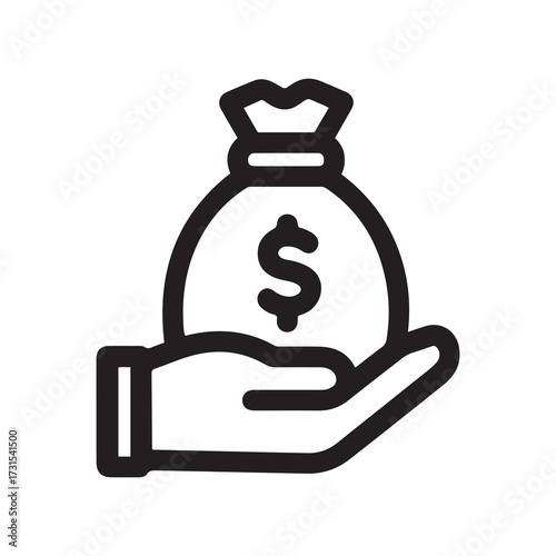Hand Holding Money Bag Icon Investment and Finance Concept Design