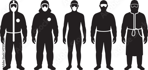 Protective Suit Silhouette Illustration for Medical Worker Safety