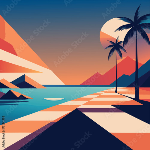 abstract geometric beach panorama with bold color  (1).eps