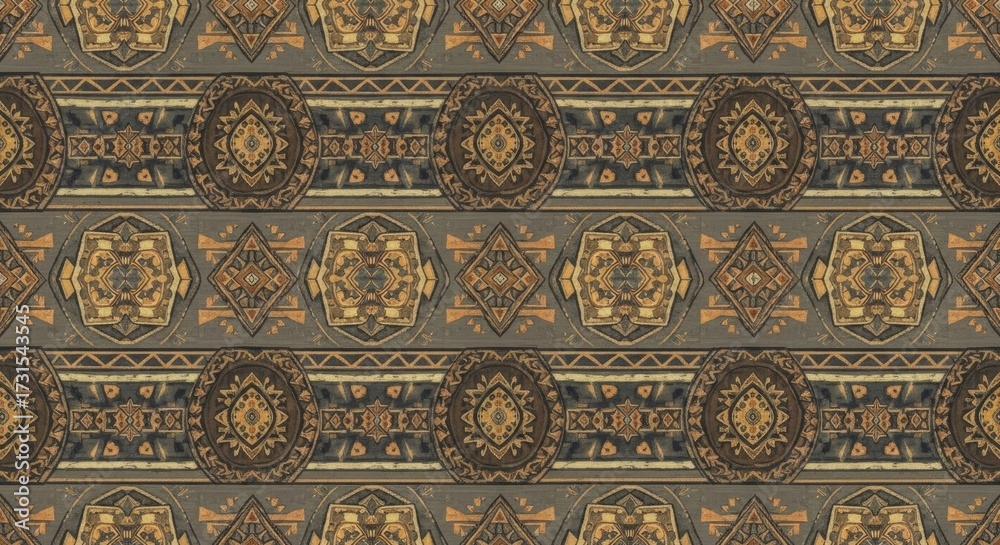 Obraz premium Geometric Tribal Graphic Design: Ancient Aztec Motifs Seamless Pattern