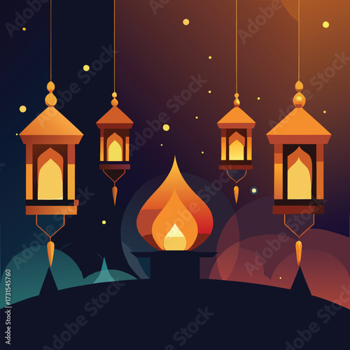 happy diwali banner featuring four glowing lantern (1).eps