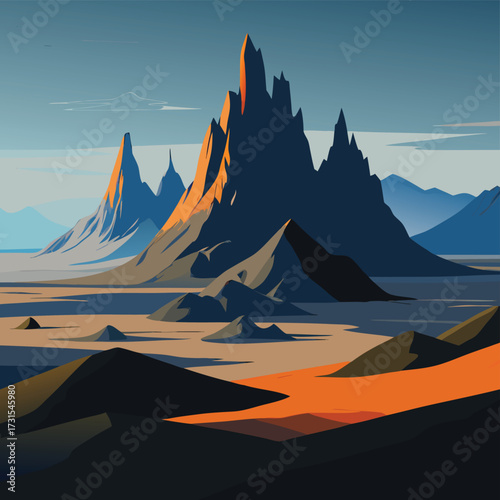 iceland volcanic landscape with black sand dunes   (1).eps