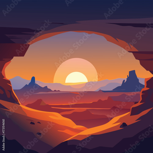 mesa arch sunrise panorama vector with glowing ora (1).eps
