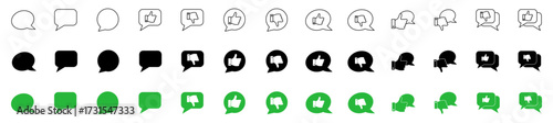 Chat bubble icon isolated, Speech balloon symbol, Comment message signs, or Feedback communication marks vector illustration