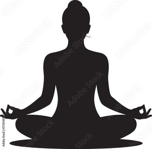 a person meditating in a lotus pose Silhouette