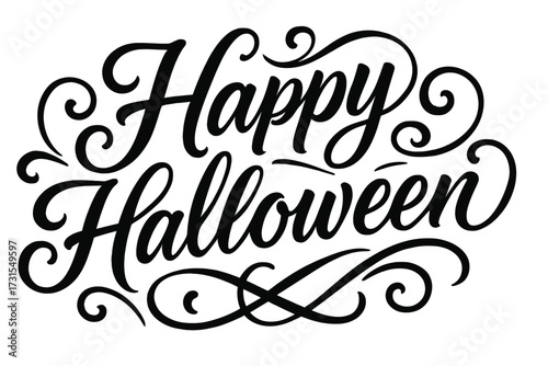 Elegant Halloween Calligraphy. “Happy Halloween”. Elegant modern calligraphy lettering with bold and saturated