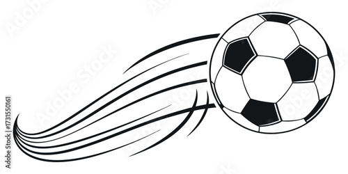 Dynamic soccer ball streaks across frame with motion blur effect, capturing the thrill of the game's speed and action