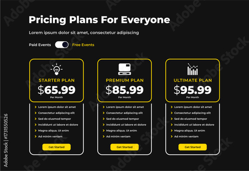 plan pricing table template design ui ultimate