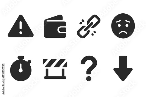Worker Challenges Icons. Worker challenges. Filled icon set of Worker challenges: warning triangle, empty