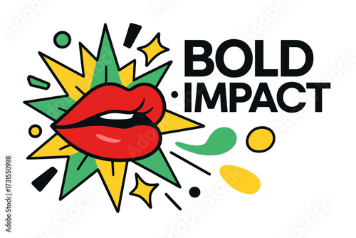 Bold Crimson Impact. Crimson Drama. Intense crimson lipstick close-up with glowing abstract starburst around