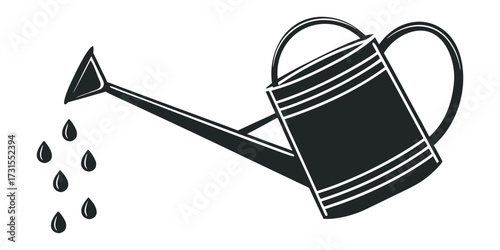 Elegant watering can pours life giving drops, symbolizing growth, nurturing, and fresh beginnings for vibrant gardens