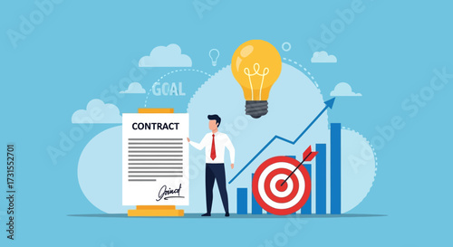 Successful business strategy and contract signing leading to growth and achievements meeting goals