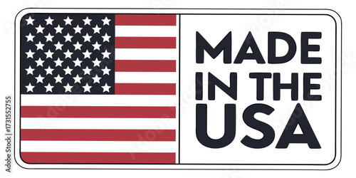 Proudly display your products with this bold and clear "Made in the USA" emblem featuring the American flag