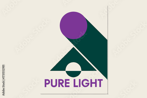 Minimalist Geometric Design. “Pure Light”. geometric sans heavy, flat fills, long angled shadows, minimalist
