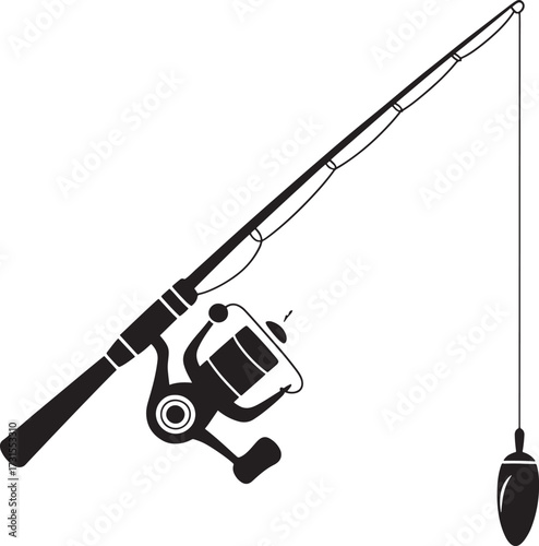 fishing rod and reel with a bobber Silhouette