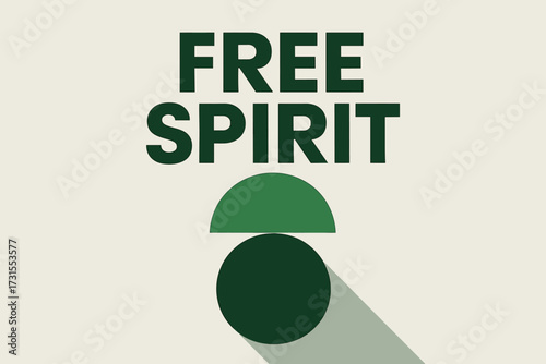 Free Spirit Poster. “Free Spirit”. geometric sans heavy, flat fills, long angled shadows, minimalist poster