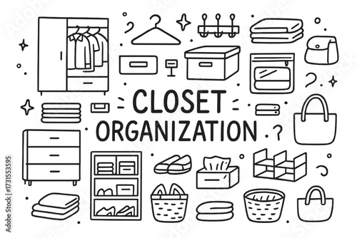 Closet Organization Doodle. Closet organization. Hand-drawn doodle illustration of Closet organization.