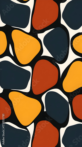 pattern of scattered geometric shapes in bright colors layered over a neutral base for a modern artistic effect