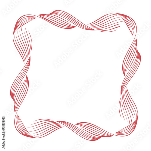 Red & White Wavy Ribbon Frame with Dots, wedding menu invitation boarder, hand drawn baby shower decoration