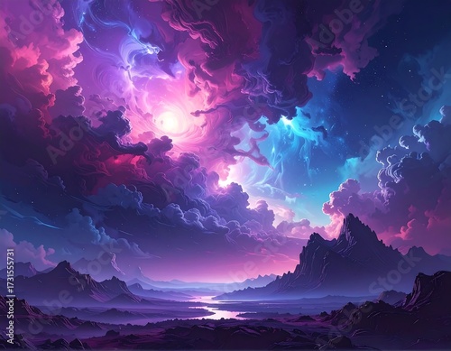 Mystical, colorful landscape