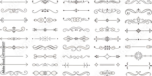 Collection of decorative flourish dividers vector design element set elegant