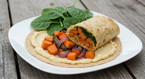 Healthy sweet potato burrito wrap