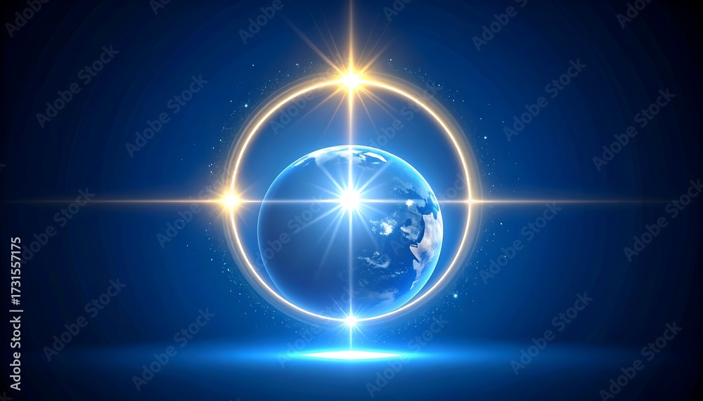 Fototapeta premium Earth centered, glowing, cosmic, abstract design