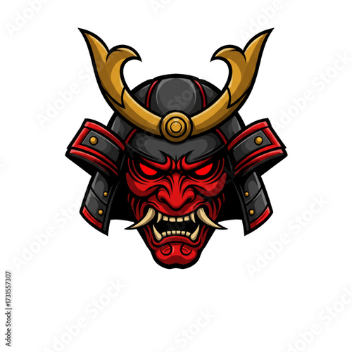 Samurai Mask Warrior Mascot Logo Vector Icon Esports Gaming Japan