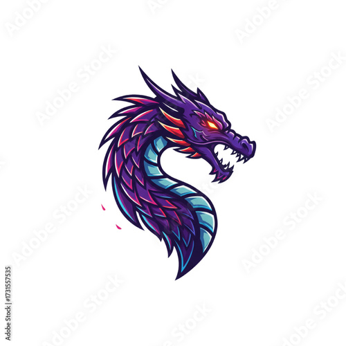 Wallpaper Mural Colorful Dragon Head Vector Logo - Fierce Mythical Creature Illustration for Esports, Fantasy, and Mascot Design Torontodigital.ca