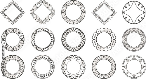 Ornamental Frames and Circular Design Elements Collection for Creative Projects