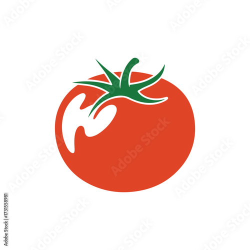 Minimalist tomato vector icon, Simple stylized healthy food design