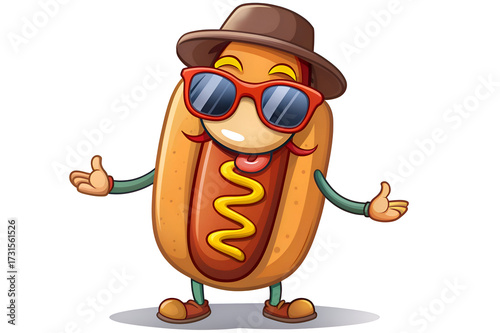 Cool Hot Dog Cartoon Character illustration