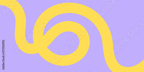Bright yellow curvy line forming a looping shape on a soft lavender background, vibrant and playful minimalist vector art ideal for creative, artistic, and digital design uses.