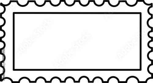 A simple, blank, rectangular postage stamp outline with perforated edges, ready for customization.