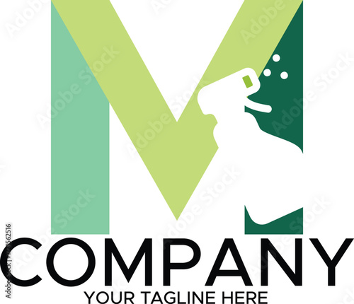 Letter M Cleaning Services Logo with Spray Bottle |Modern Cleaning Company Branding 