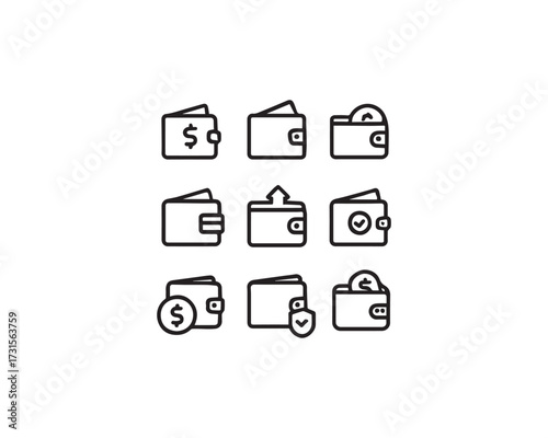Digital Wallet icon vector design illustration set