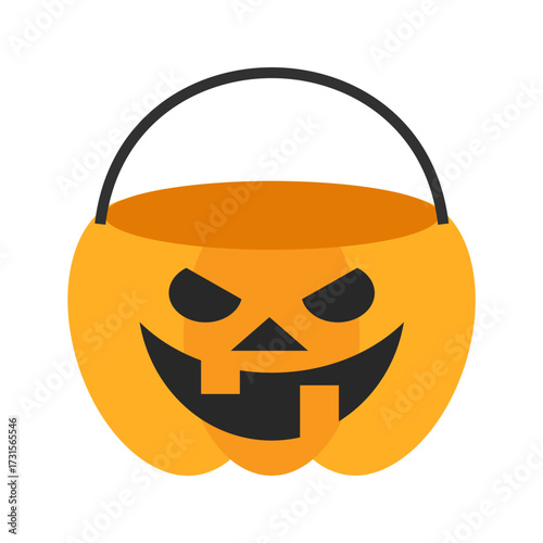 ジャックオランタンのお菓子入れ　ベクターイラスト　秋素材　ハロウィンの招待状・カードデザイン・ポスター・ウェブデザインの装飾