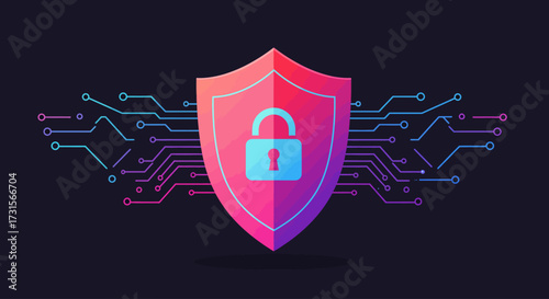 Cyber Security Vector with Digital Shield