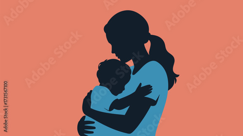 Tender embrace of a mother holding her child, symbolizing love, security, and family connection in a warm, comforting moment