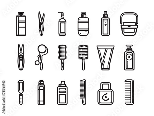 Collection of hair care and styling tools for daily grooming