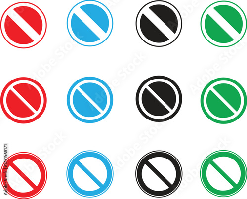 No symbol prohibition sign illustration.  No entry symbol. Prohibited circle. Restriction sign . circle with diagonal slash, general ban icon, empty no entry symbol vector.