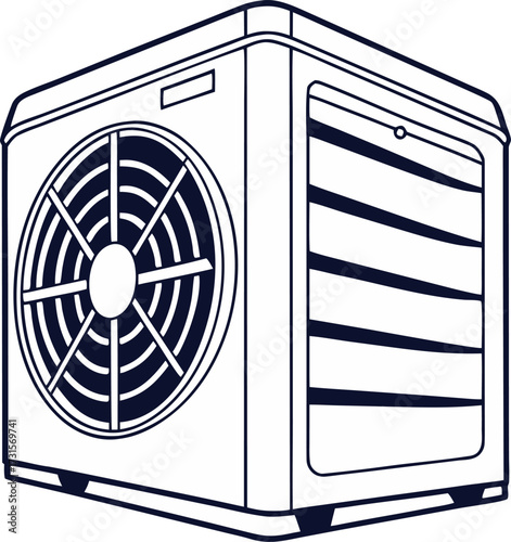 Simple air conditioner icon silhouette on a plain white background