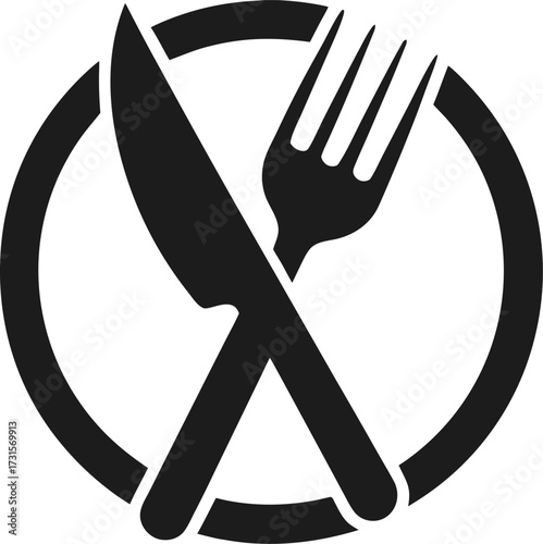 Elegant fork and knife silhouette vector graphic on a white background