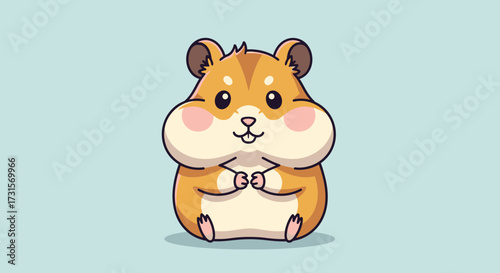 Adorable cartoon hamster character with big cheeks in a cute pose against plain background