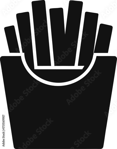 Simple french fries box icon silhouette vector illustration on white background