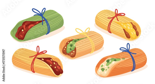 Delicious Assortment of Tamales Traditional Latin American Dish Artistic Illustration