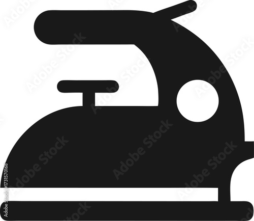 Simple white background silhouette of an iron a household appliance