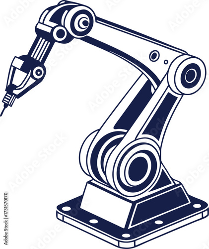 Simple industrial robot silhouette vector graphic on a white background