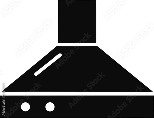 Simple black silhouette vector icon of a kitchen exhaust hood