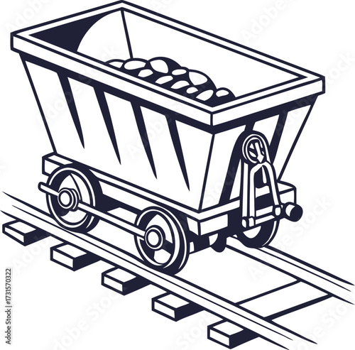 silhouette of a mine trolley vector icon on white background